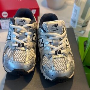 New Balance Kids' Silver and Navy Sneakers